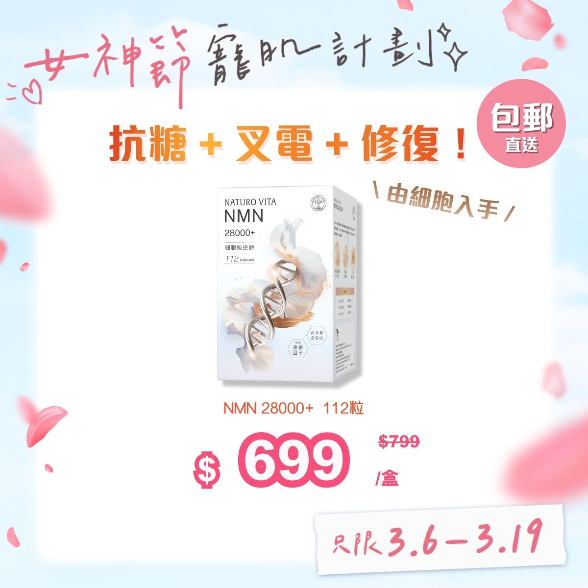 【單盒免運】NMN28000+ 112粒